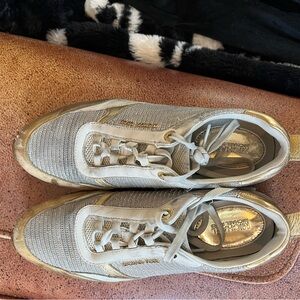 NEED TO BE REFURBISHED Michael Kors Gold and Silver Glitter Trainers.